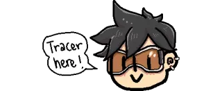 😜 Tracer Overwatch Tracer here! Трейсер, Overwatch, Видеоигра, Мультфильм, Стикер whatsapp sticker