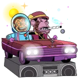 👩‍🚀 Affe, Cartoon, Auto, NFT, Rauchen, Fahrer, Figuren whatsapp sticker