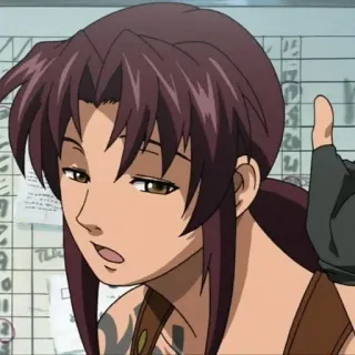 😕 Revy Black Lagoon Anime, Mädchen, Waffe, Handschuhe, Cool whatsapp sticker