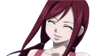 😊 Erza Scarlet Fairy Tail anime, cabelo ruivo, sorrindo, desenho animado, feminino telegram sticker
