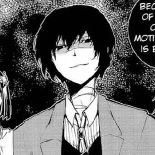 🌟 Osamu Dazai Bungou Stray Dogs BECAUSE OF COURSE MOTIVATION IS EVERYTHING Anime, Manga, Bungou Stray Dogs, Osamu Dazai, Postać, Fikcja telegram sticker