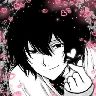 ❤ anime, cartoon, hearts, black and white, cute telegram sticker