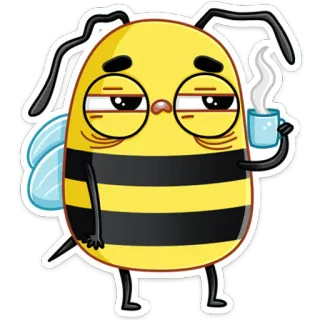 ☕️ 蜂, 漫画, 動物, コーヒー, 眠い telegram sticker