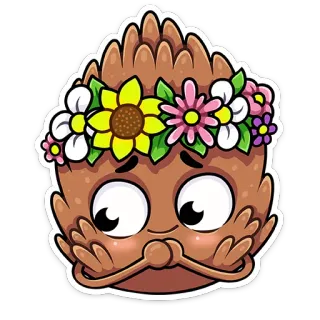 ☺️ шишка, милый, каваий, венок из цветов, мультфильм, эмодзи telegram sticker