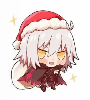 🎅 Anime, Chibi, Dessin animé, Noël, Bonnet de Père Noël whatsapp sticker