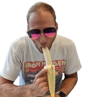 😱 homme, banane, manger, lunettes de soleil, nourriture, fruit telegram sticker