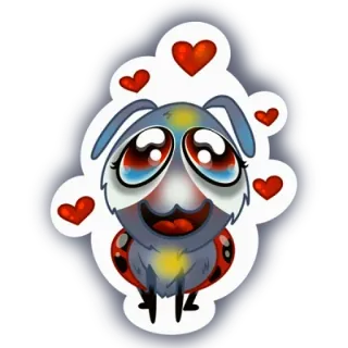 🥰 bicho, corazones, lindo, amor, dibujos animados, pegatina telegram sticker