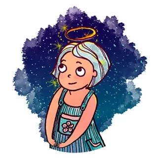 😇 ангел, нимб, звезды, девочка, ребенок, милый whatsapp sticker