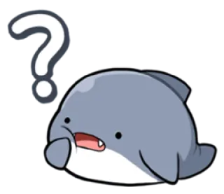 😔 dolfijn, vraagteken, cartoon, dier, schattig telegram sticker