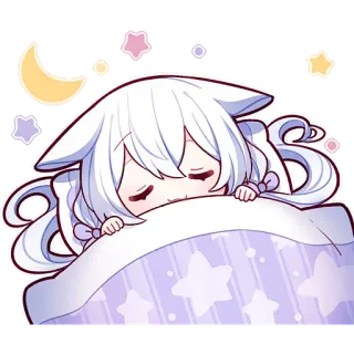 😴 сон, каваий, аниме, милый, подушка, луна, звезды telegram sticker