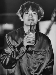 👽 V V, BTS, K-pop, singer, portrait, idol, drinks, male telegram sticker