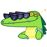 😎 caimán, guay, gafas de sol, dibujos animados, reptil, animal, pegatina telegram sticker