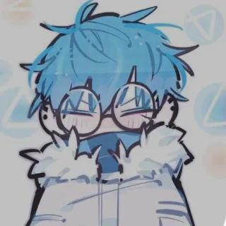 🙈 动漫, 男孩, 眼镜, 可爱, 蓝发, 插画 telegram sticker