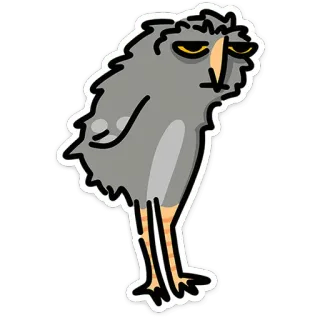 🦉 chim, hài hước, hoạt hình, động vật, nhãn dán, buồn bã, xám whatsapp sticker