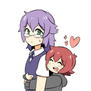 ❤ Anime, Cartoni animati, Carino, Abbraccio, Amore, Amicizia telegram sticker
