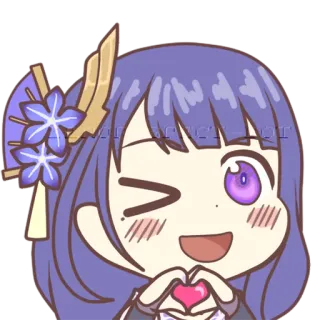 😘 Raiden Shogun Genshin Impact Anime, Videojuego, Genshin Impact, Raiden Shogun, Lindo, Corazón telegram sticker