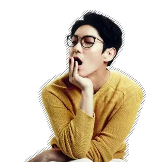 😵 หาว, แว่นตา, ภาพเหมือน, ผู้ชาย, ง่วง whatsapp sticker