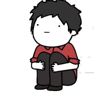 😟 Desenho animado, Triste, Pessoa, Sentado, Desenho telegram sticker