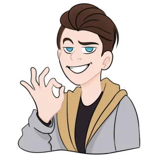 😏 卡通, 角色, OK手势, 手势, 赞同, 积极, 休闲 telegram sticker