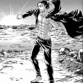 😎 Eren Yeager Attack on Titan Anime, Eren Jaeger, Ataque a los Titanes, Manga, Sin camisa, Masculino telegram sticker