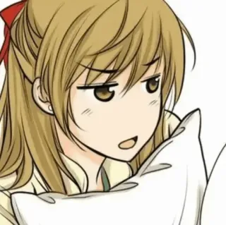 🍘 アニメガール, 漫画, 金髪, 女性, 枕 telegram sticker