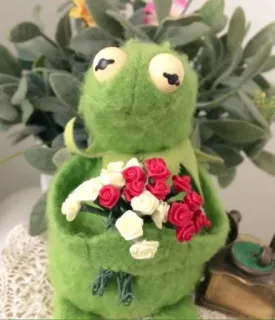 🌷 Kermit Kermit the Frog, Muppets, felt, flowers, green, cute telegram sticker