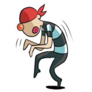 😶 bajak laut, kartun, karakter, merah, topi, kaos bergaris, lucu, ilustrasi whatsapp sticker