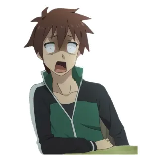 😱 Kazuma KonoSuba Anime, Konosuba, Kazuma, Reacción, impactado telegram sticker