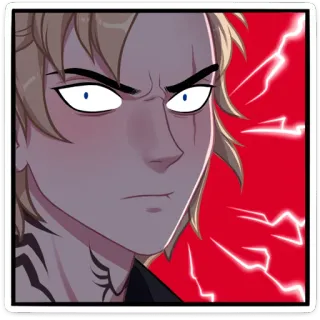 😠 Anime, Personaggio, Ritratto, Fulmine, Rabbia, Cartone animato telegram sticker