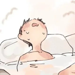 🍂 목욕, 휴식, 만화, 물, 사람 telegram sticker
