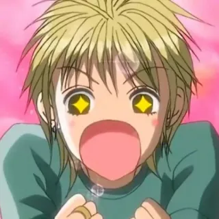 😈 Anime, Aufgeregt, Fröhlich, Funkelnd, Cartoon telegram sticker