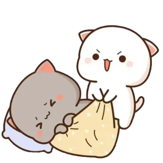 😔 kucing, imut, berkelahi, kartun, hewan, ceria, kucing persik, kucing momo telegram sticker