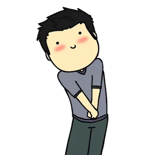 ☺️ Desenho animado, Homem, Tímido, Fofo, Personagem telegram sticker