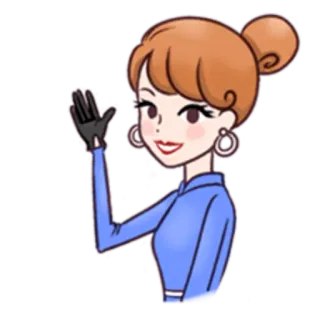 👋 mulher, desenho animado, acenando, cumprimento, luvas, coque telegram sticker