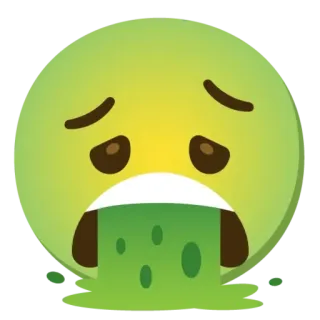 🤮 Biểu tượng cảm xúc, Ốm, Nôn mửa, Mửa, Xanh lá, Mặt telegram sticker
