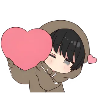 🫶 Anime, Kawaii, Serce, Słodkie, Miłość, Kreskówka whatsapp sticker