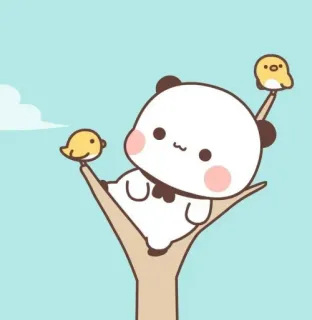 🤍 팬더, 새, 귀여운, 만화, 동물, 일러스트 telegram sticker