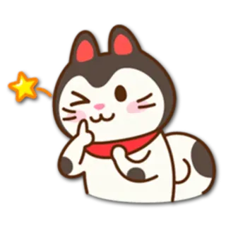 👍 kot, słodki, kreskówka, mrugnięcie, gwiazda, zwierzę, naklejka telegram sticker