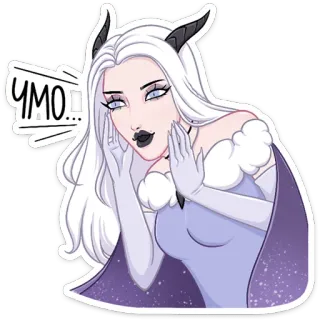 😂 ЧМО... duivels meisje, anime stijl, hoorns, fantasie, karakter sticker, handschoenen telegram sticker