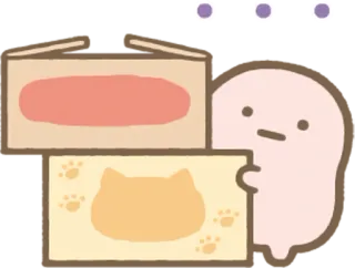 👀 słodki, postać, pudełko, kot, ilustracja, prosty telegram sticker