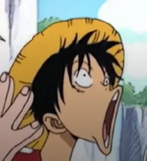 😱 Monkey D. Luffy One Piece Anime, Manga, Dessin animé, One Piece, Monkey D. Luffy, tête drôle, choqué, réaction telegram sticker