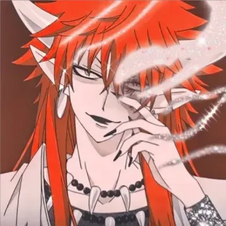 😶 Anime, Demone, Fantasy, Personaggio, Diavolo, capelli rossi, corna, malvagio whatsapp sticker