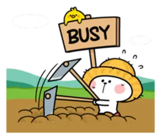 😫 BUSY beschäftigt, Hase, süß, arbeitend, Cartoon, Landwirtschaft whatsapp sticker
