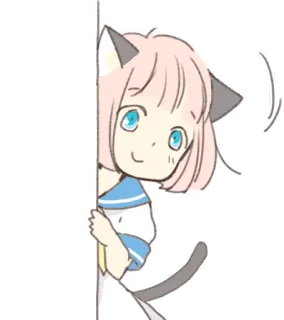 👁️ gato, anime, menina, fofo, desenho animado, kawaii telegram sticker