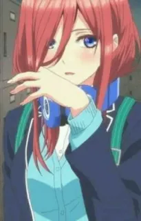 🥀 Miku Nakano The Quintessential Quintuplets Anime, Manga, Personaje, Auriculares, Uniforme escolar whatsapp sticker