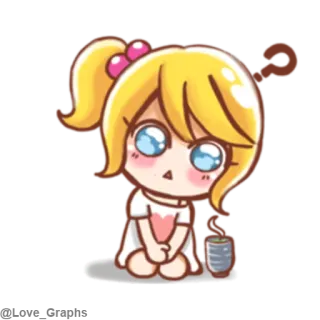 😳 Cô gái anime, Hoạt hình, Kawaii, Dễ thương, Chibi, Tóc vàng, Nơ telegram sticker
