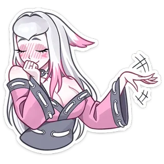😌 动漫, 女孩, 猫耳, 卡哇伊, 脸红 telegram sticker