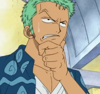 🪐 Roronoa Zoro One Piece аниме, one piece, roronoa zoro, zoro, думает, в замешательстве, персонаж telegram sticker