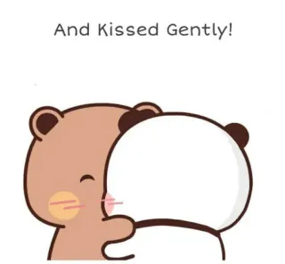 ❤️ And Kissed Gently! ours, baiser, amour, mignon, kawaii, dessin animé telegram sticker