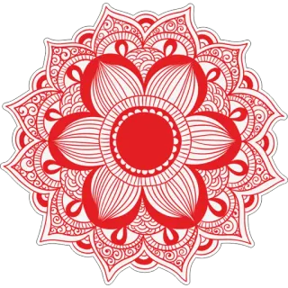 🎨 マンダラ, 赤, 花, オーナメント, デザイン, パターン, 装飾的 telegram sticker